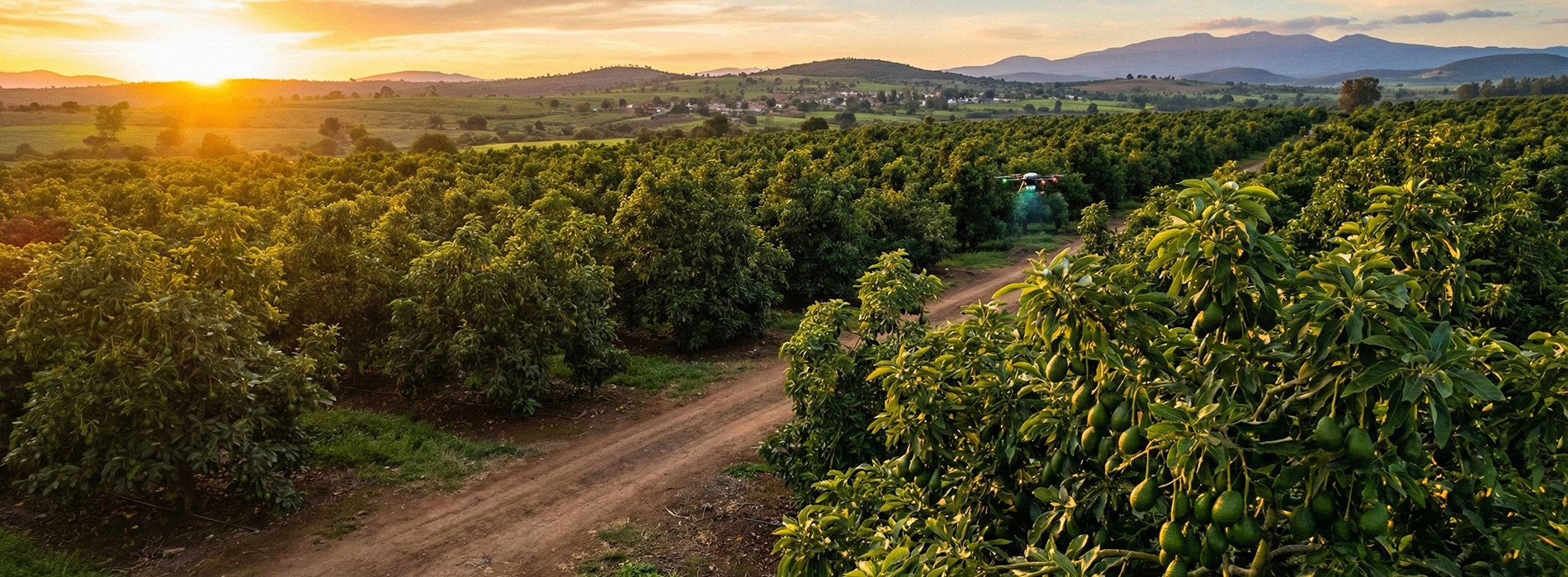 Campo de Aguacate con Dron
