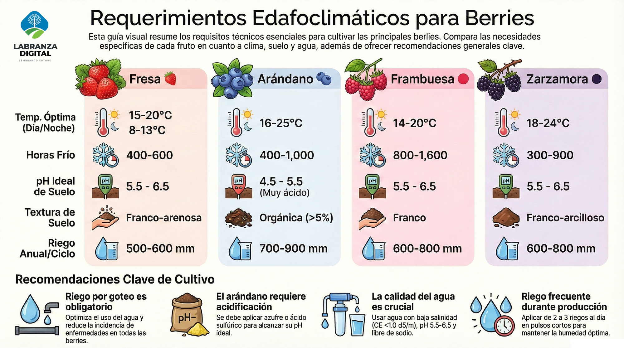 Requisitos Clima y Suelo Berries